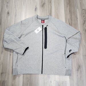 Nike Bomber Jacket Men's 3XL Gray Sportwear Fleece Tech New